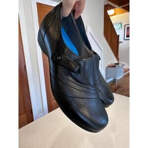 Dansko Franny Black Leather Wedge Loafers Womens Shoes Size 39 US 8-8.5 EUC!